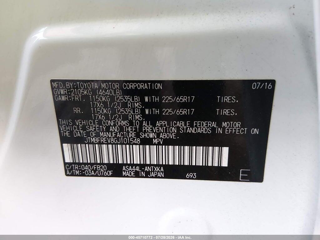 JTMBFREV8GJ101548 2016 TOYOTA RAV4 photo no. 9