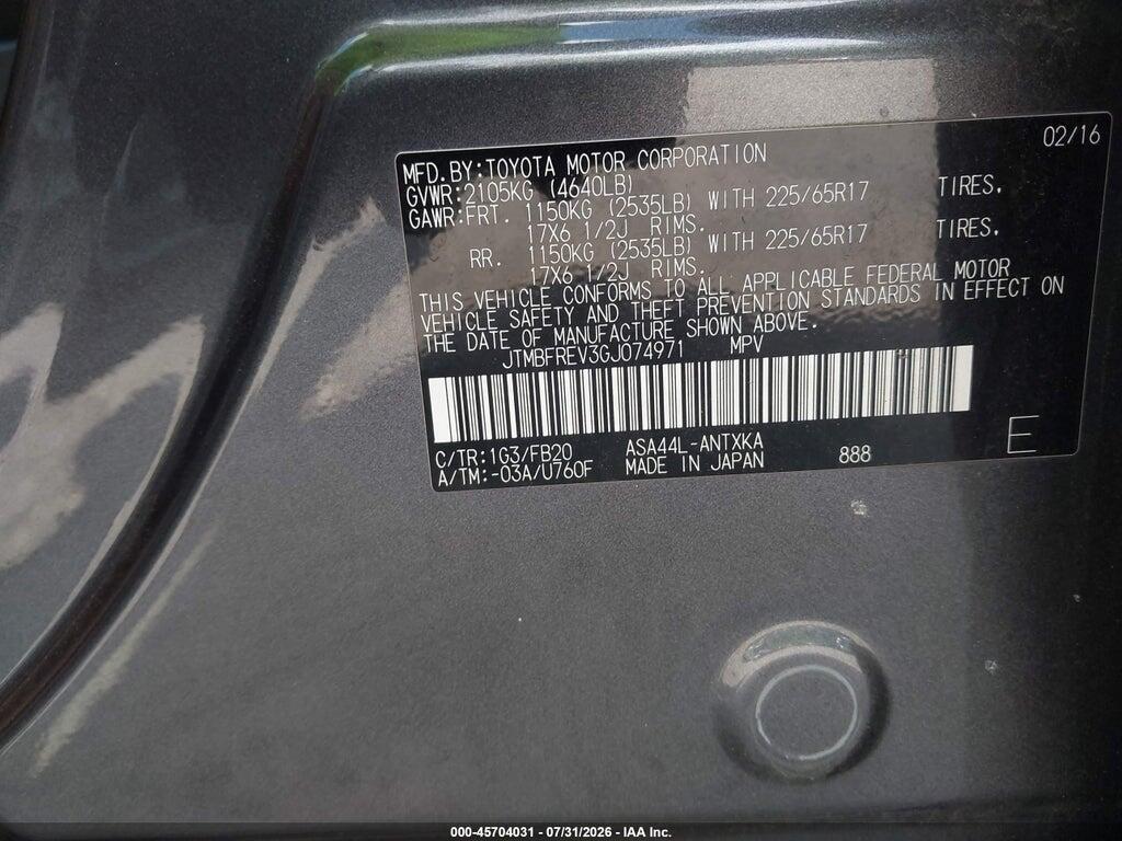 JTMBFREV3GJ074971 2016 TOYOTA RAV4 photo no. 9