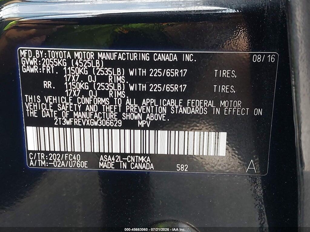 2T3WFREVXGW306629 2016 TOYOTA RAV4 photo no. 9