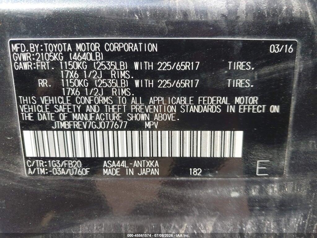 JTMBFREV7GJ077677 2016 TOYOTA RAV4 photo no. 9