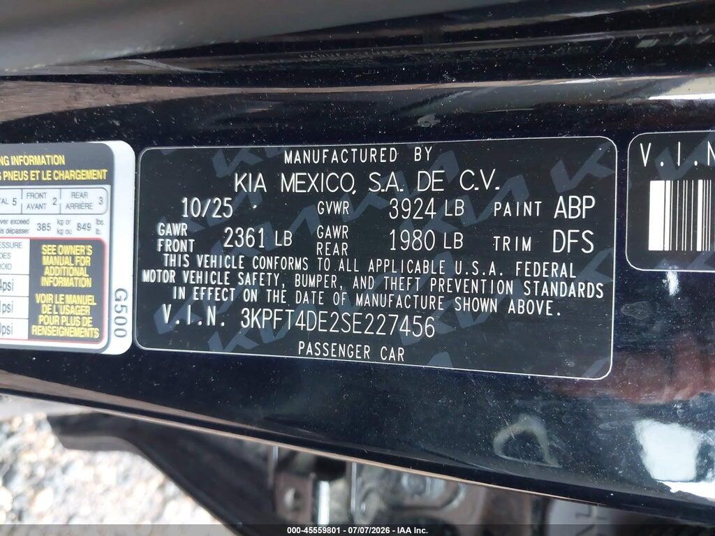 3KPFT4DE2SE227456 2025 KIA K4 photo no. 9