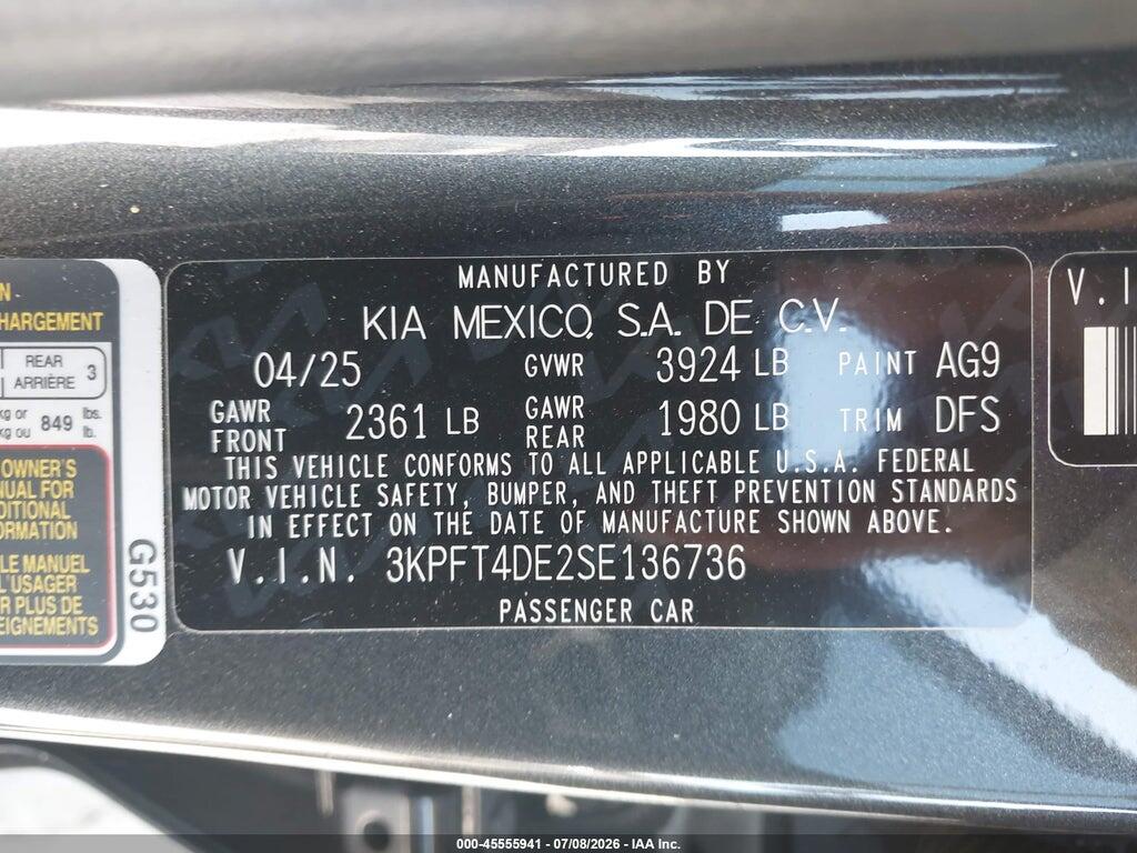 3KPFT4DE2SE136736 2025 KIA K4 photo no. 9