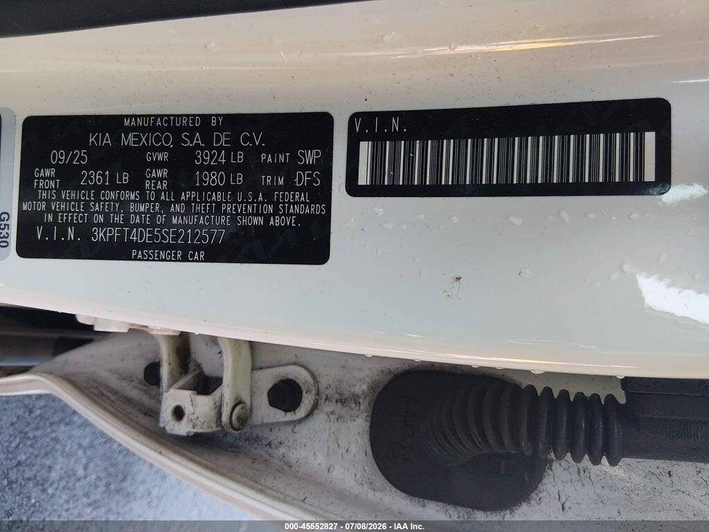 3KPFT4DE5SE212577 2025 KIA K4 photo no. 9