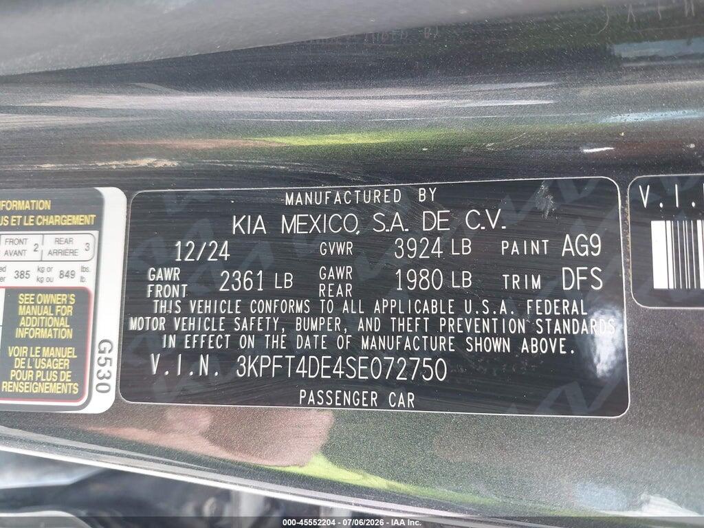 3KPFT4DE4SE072750 2025 KIA K4 photo no. 9