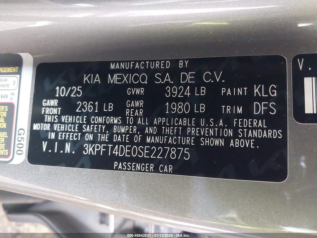 3KPFT4DE0SE227875 2025 KIA K4 photo no. 9