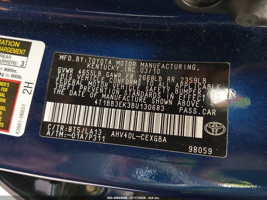 4T1BB3EK3BU130683 2011 TOYOTA CAMRY HYBRID photo no. 9