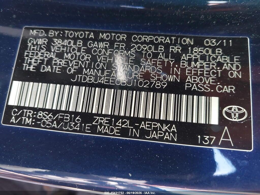 JTDBU4EE0BJ102789 2011 TOYOTA COROLLA photo no. 9