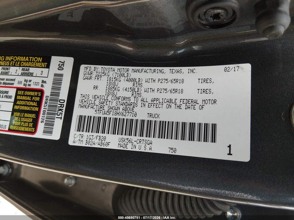 5TFUW5F18HX627710 2017 TOYOTA TUNDRA photo no. 9