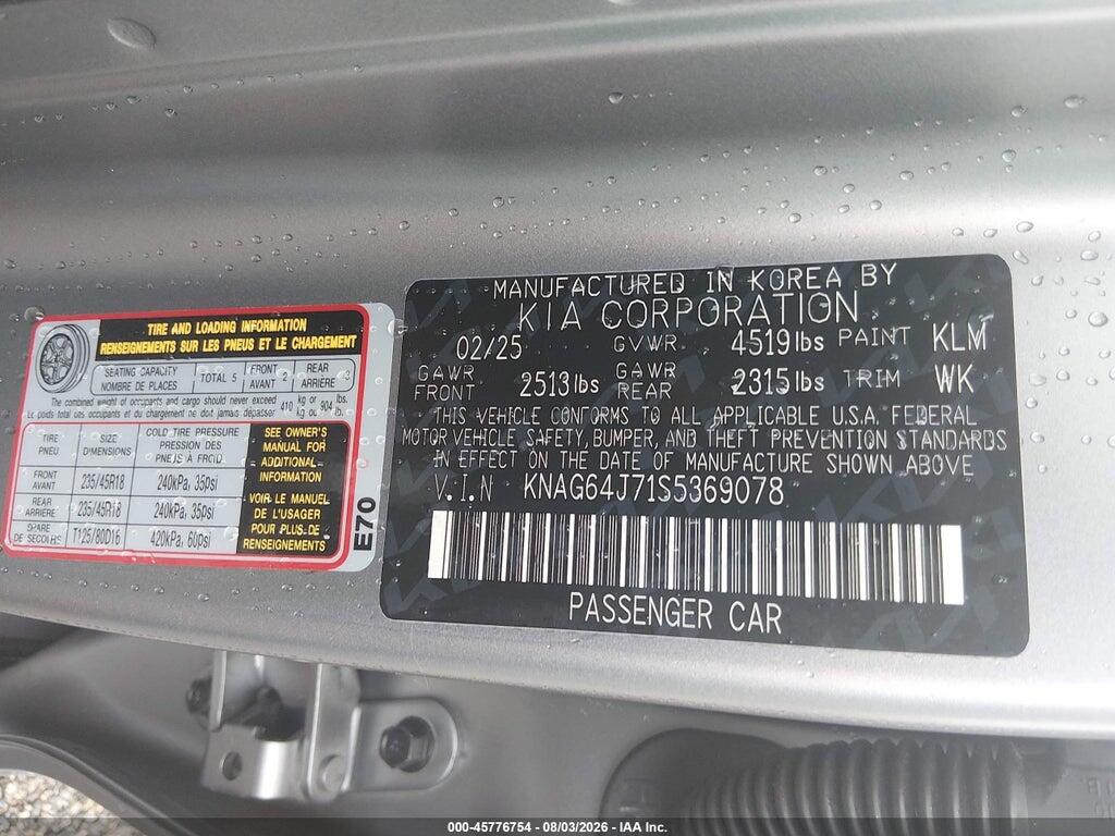 KNAG64J71S5369078 2025 KIA K5 photo no. 9