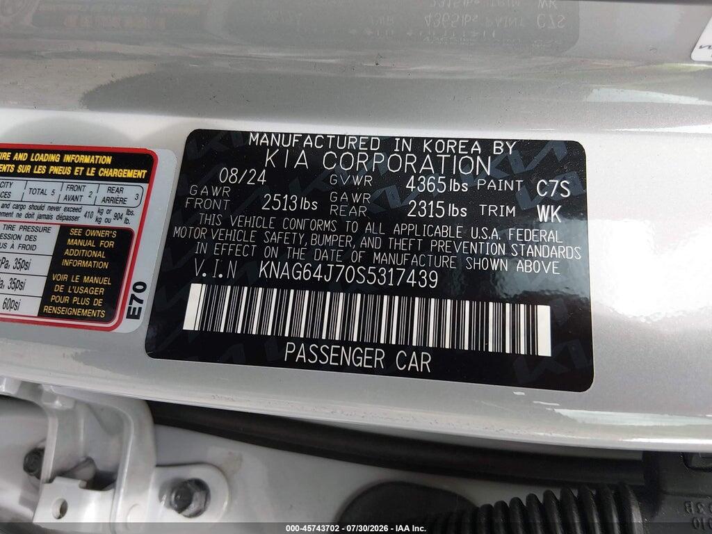 KNAG64J70S5317439 2025 KIA K5 photo no. 9