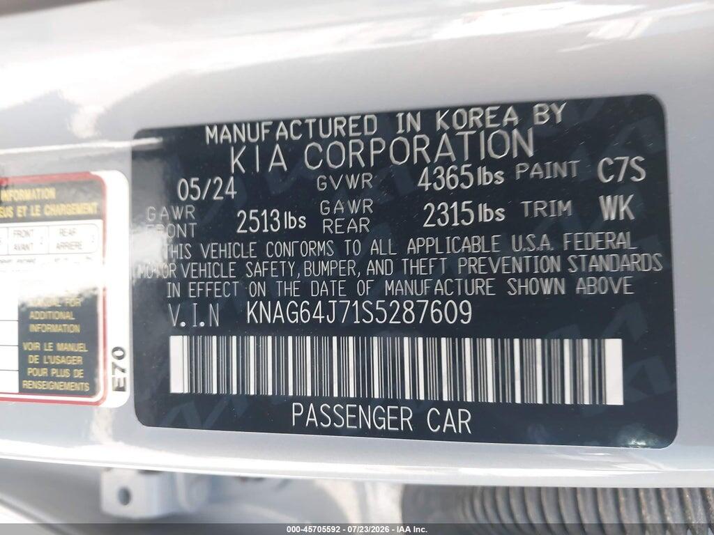 KNAG64J71S5287609 2025 KIA K5 photo no. 9