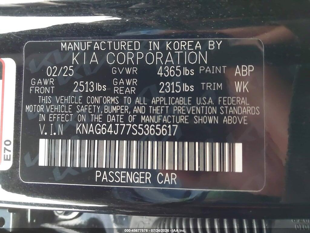 KNAG64J77S5365617 2025 KIA K5 photo no. 9