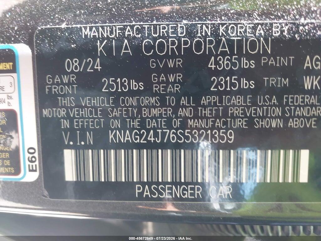 KNAG24J76S5321359 2025 KIA K5 photo no. 9
