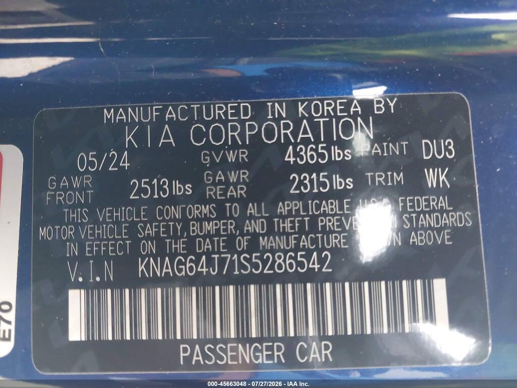 KNAG64J71S5286542 2025 KIA K5 photo no. 9