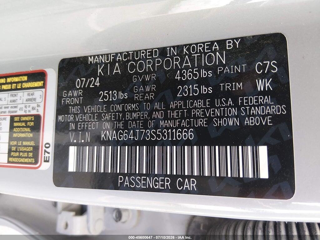 KNAG64J73S5311666 2025 KIA K5 photo no. 9