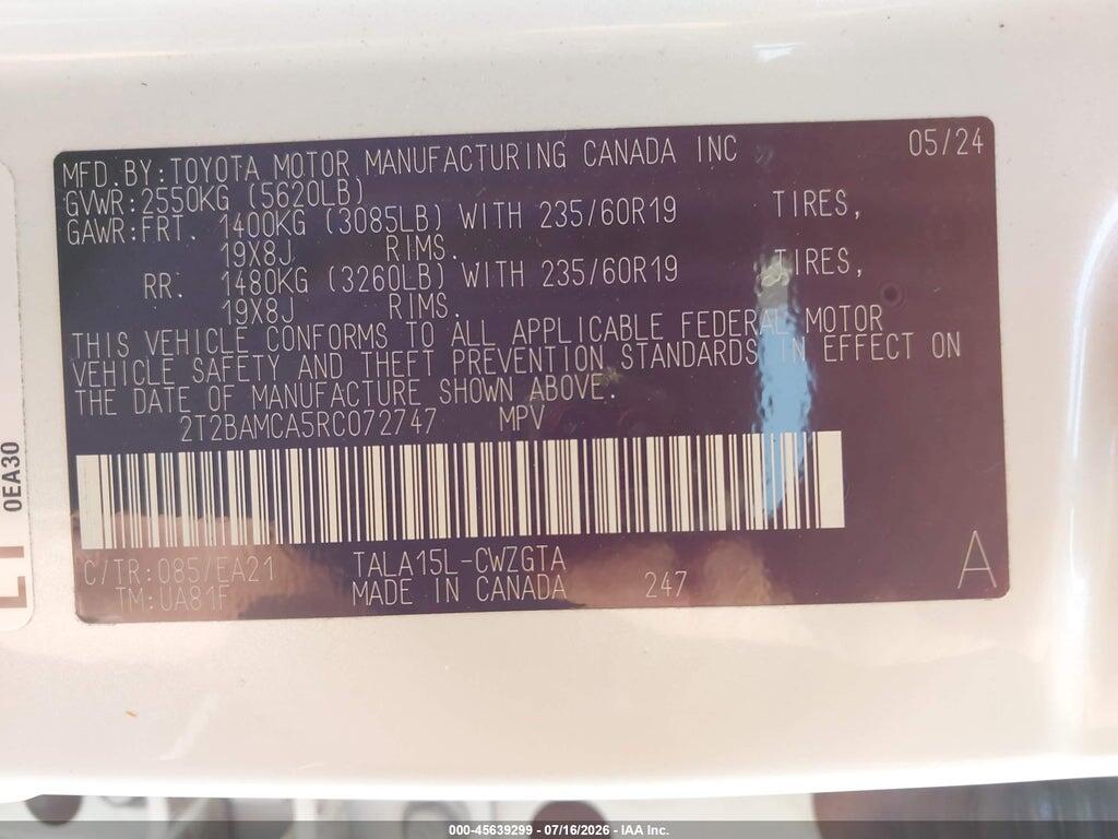 2T2BAMCA5RC072747 2024 LEXUS RX 350 photo no. 9