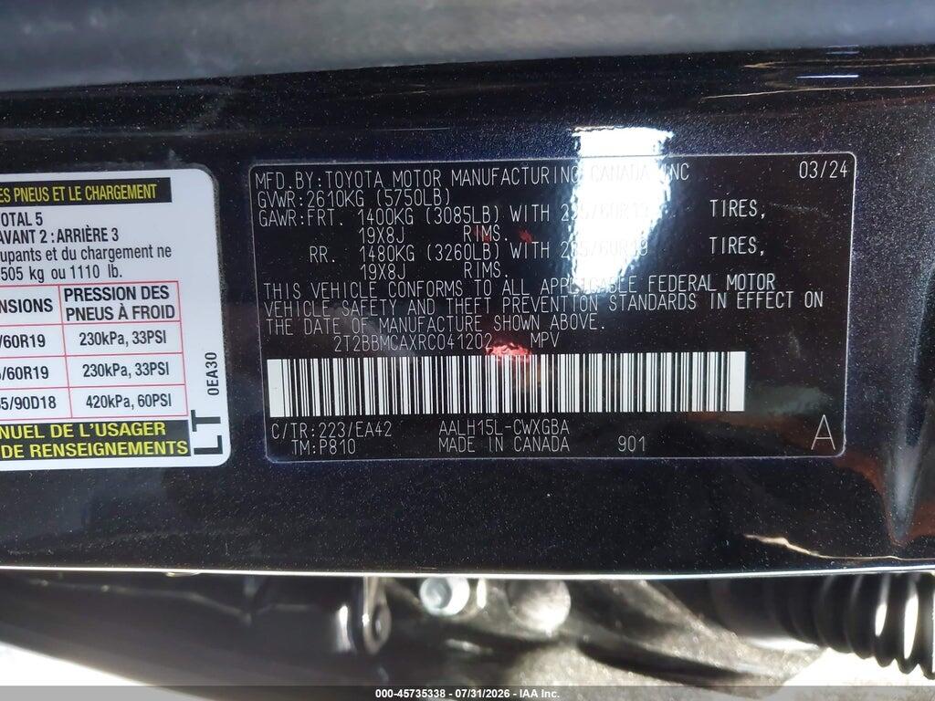 2T2BBMCAXRC041202 2024 LEXUS RX 350H photo no. 9