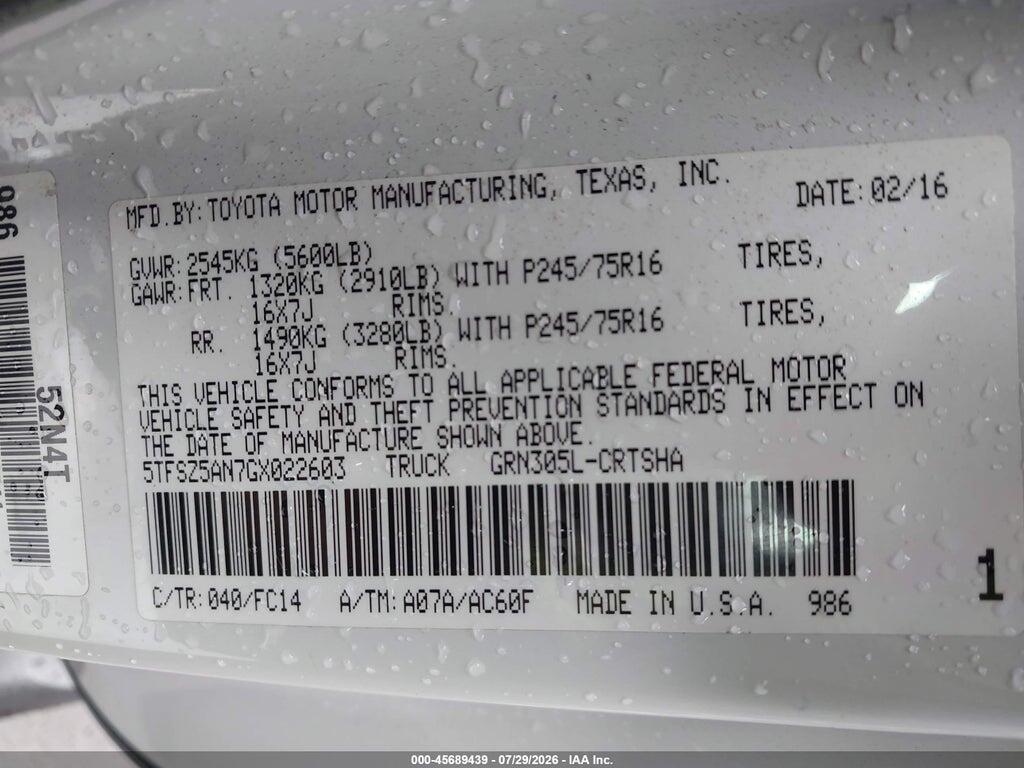 5TFSZ5AN7GX022603 2016 TOYOTA TACOMA photo no. 9