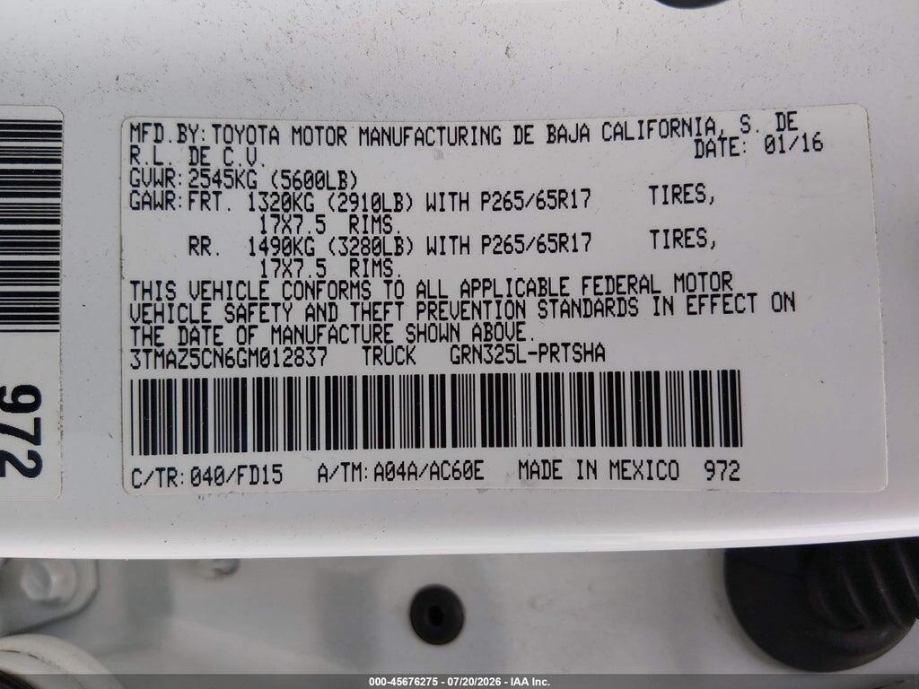 3TMAZ5CN6GM012837 2016 TOYOTA TACOMA photo no. 9
