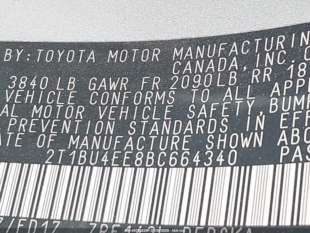 2T1BU4EE8BC664340 2011 TOYOTA COROLLA photo no. 9