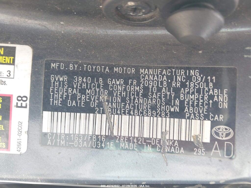 2T1BU4EE4BC689283 2011 TOYOTA COROLLA photo no. 9