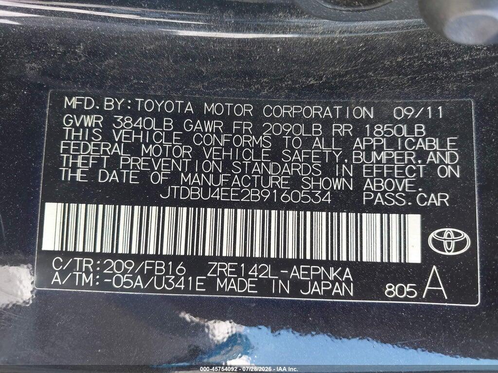 JTDBU4EE2B9160534 2011 TOYOTA COROLLA photo no. 9
