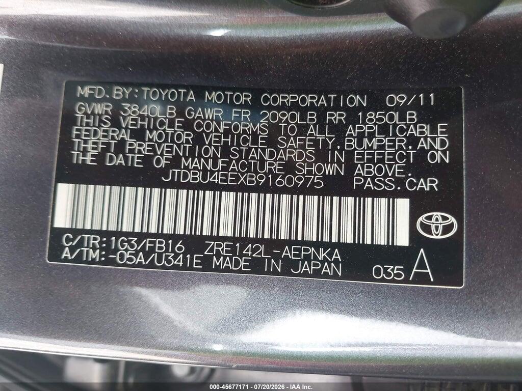 JTDBU4EEXB9160975 2011 TOYOTA COROLLA photo no. 9
