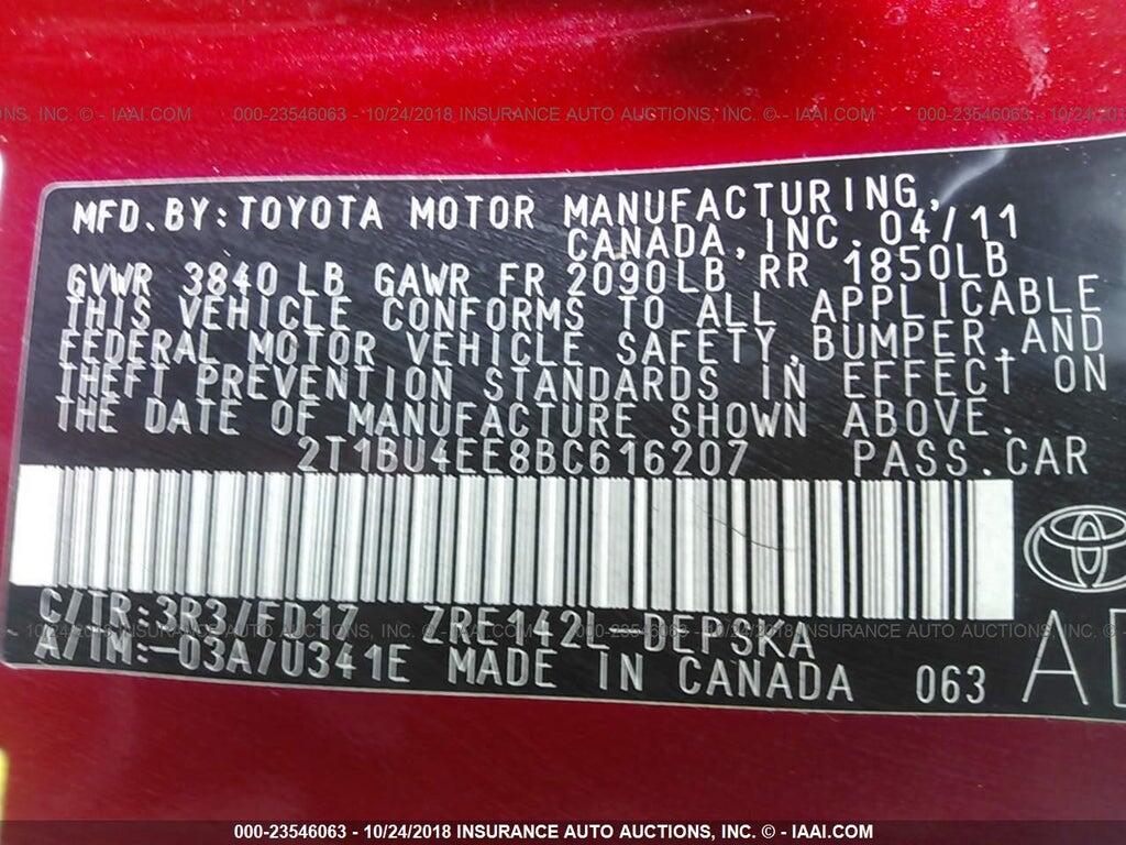 2T1BU4EE8BC616207 2011 TOYOTA COROLLA photo no. 9