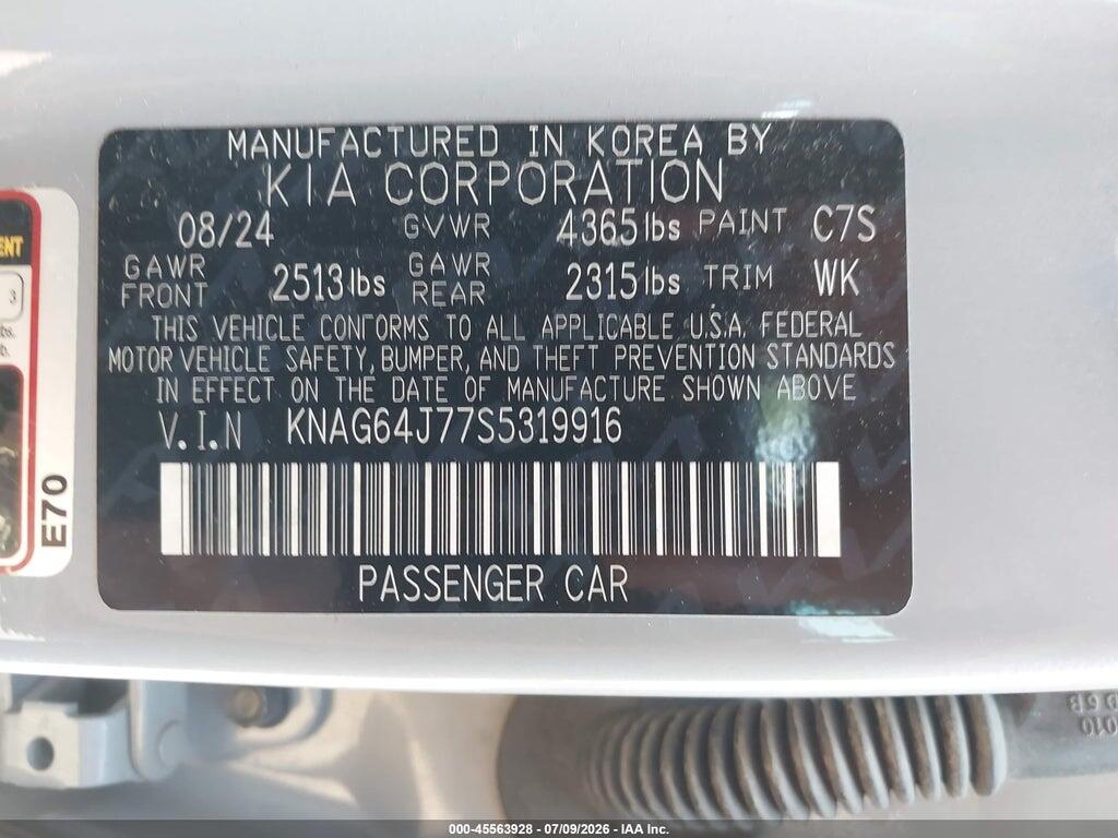 KNAG64J77S5319916 2025 KIA K5 photo no. 9