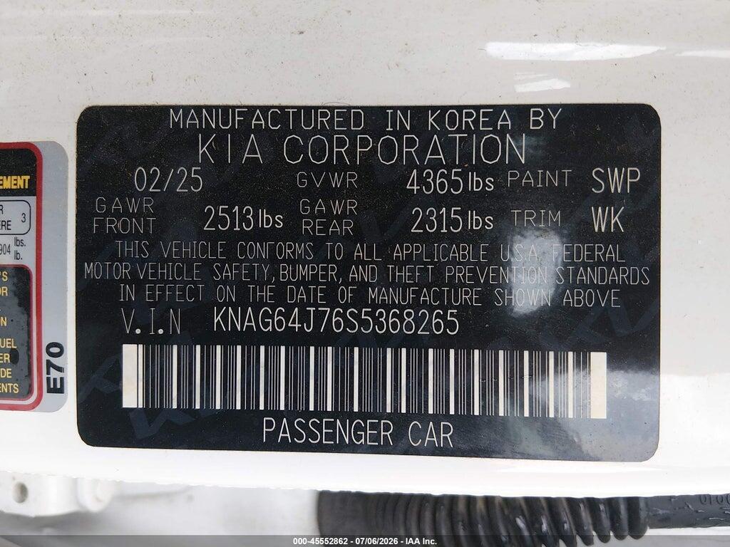 KNAG64J76S5368265 2025 KIA K5 photo no. 9