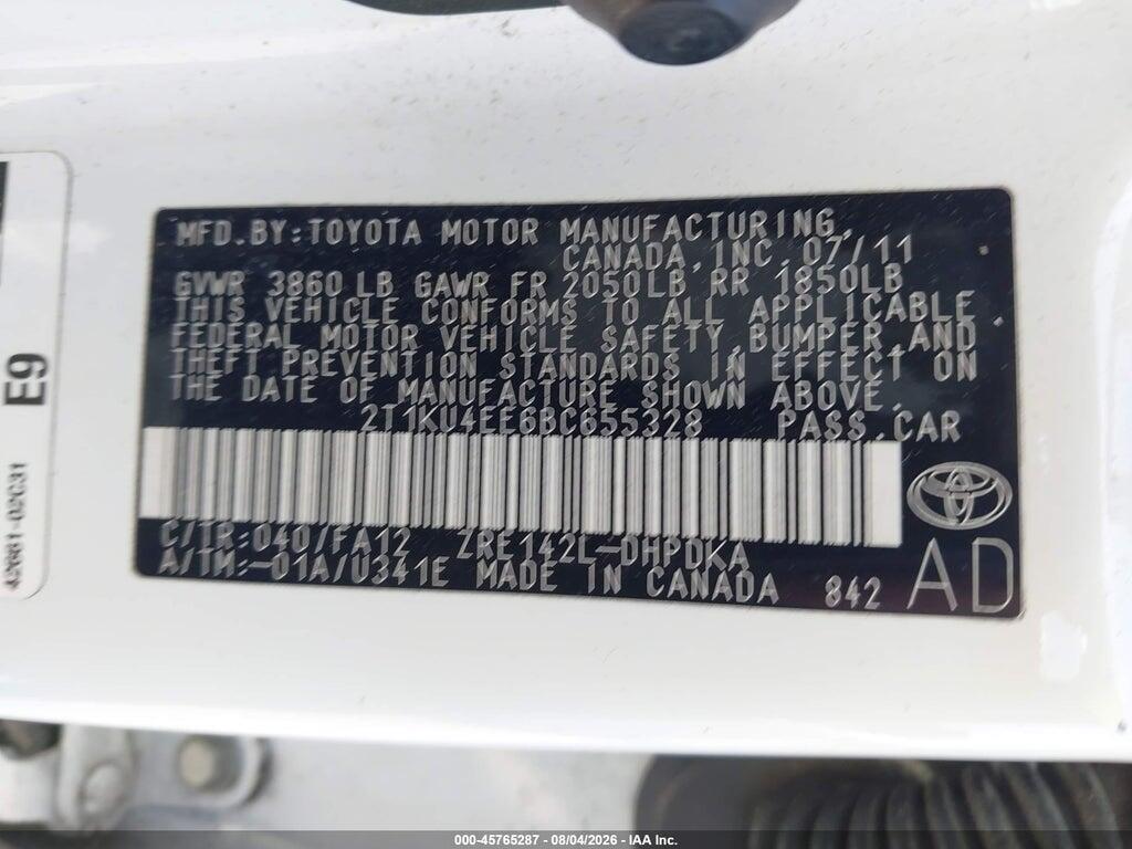 2T1KU4EE6BC655328 2011 TOYOTA MATRIX photo no. 9