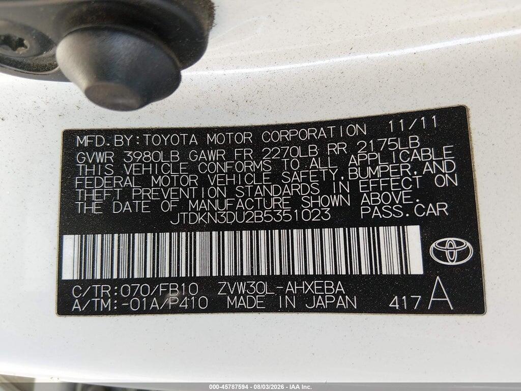 JTDKN3DU2B5351023 2011 TOYOTA PRIUS photo no. 9