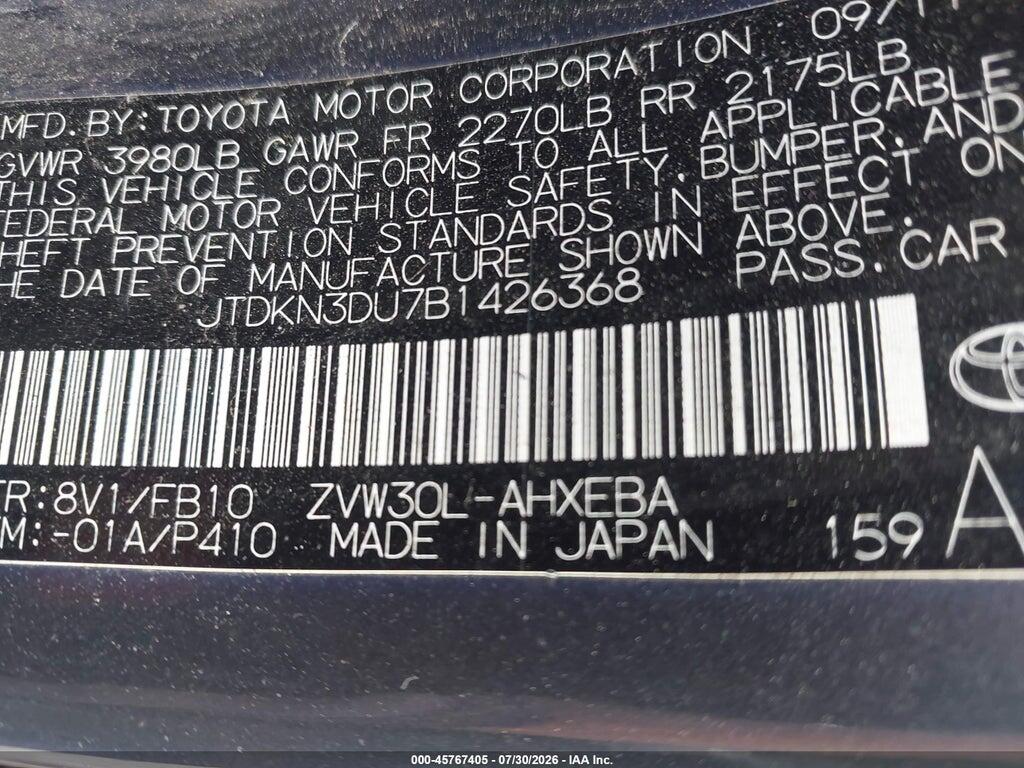 JTDKN3DU7B1426368 2011 TOYOTA PRIUS photo no. 9
