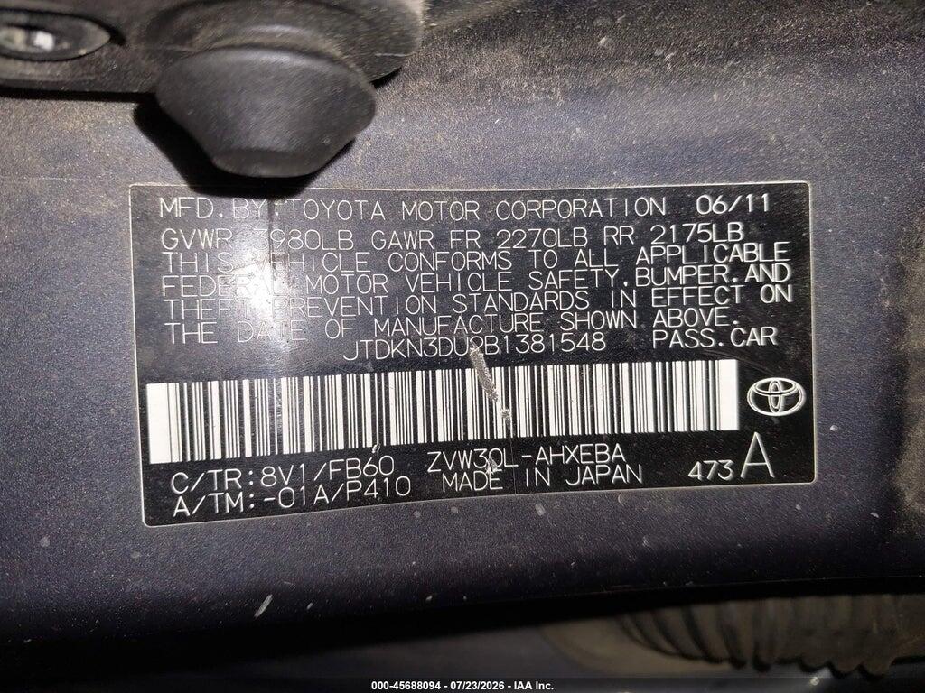 JTDKN3DU2B1381548 2011 TOYOTA PRIUS photo no. 9