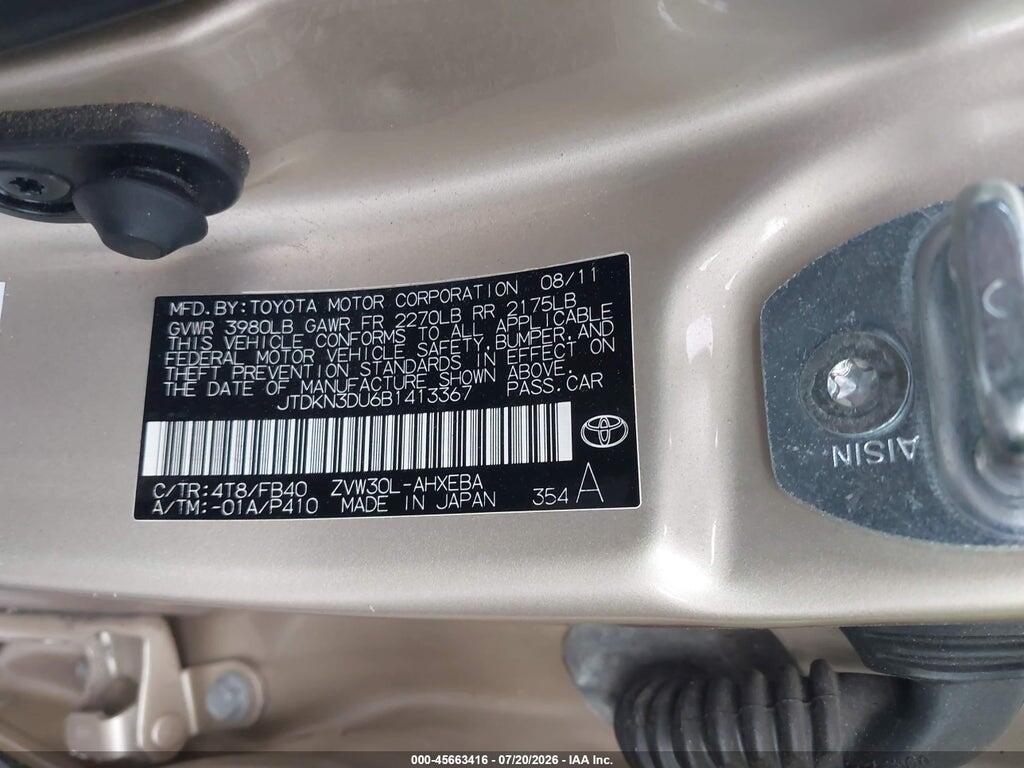JTDKN3DU6B1413367 2011 TOYOTA PRIUS photo no. 9