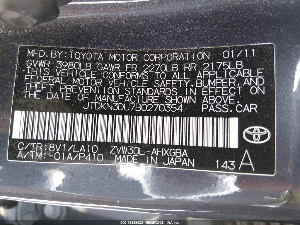 JTDKN3DU7B0270354 2011 TOYOTA PRIUS photo no. 9