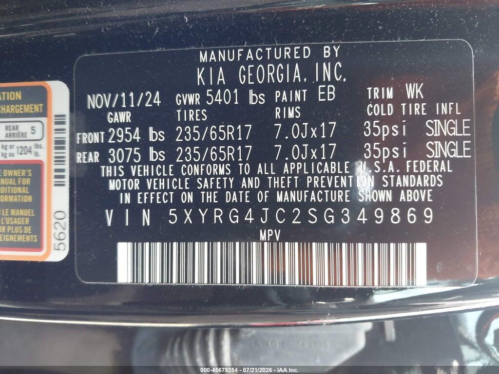 5XYRG4JC2SG349869 2025 KIA SORENTO photo no. 9