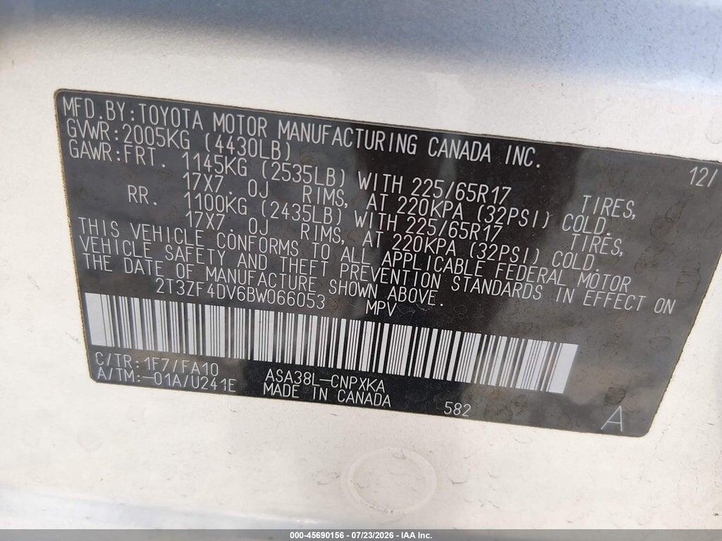 2T3ZF4DV6BW066053 2011 TOYOTA RAV4 photo no. 9