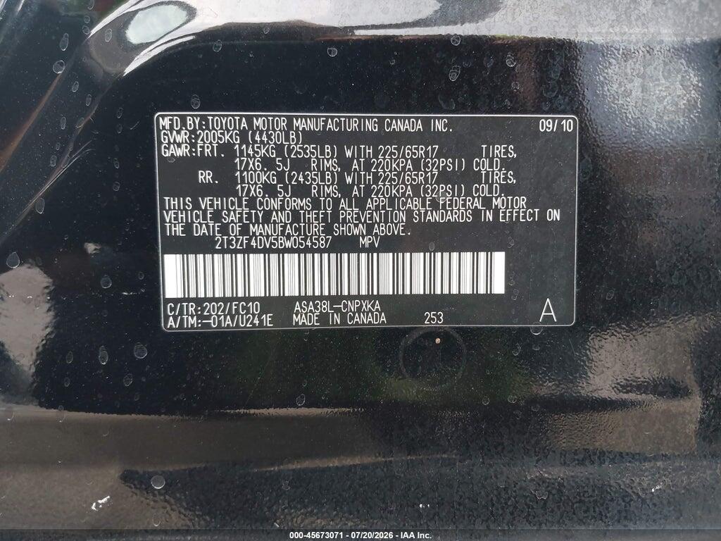 2T3ZF4DV5BW054587 2011 TOYOTA RAV4 photo no. 9