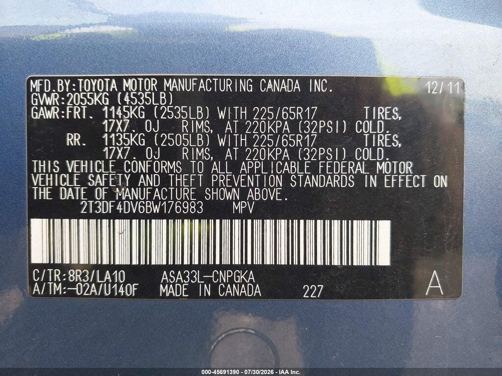 2T3DF4DV6BW176983 2011 TOYOTA RAV4 photo no. 9