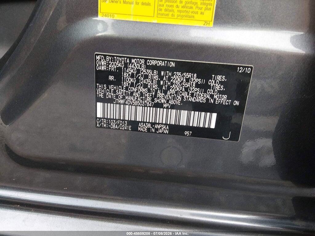 JTMWF4DV5B5037847 2011 TOYOTA RAV4 photo no. 9