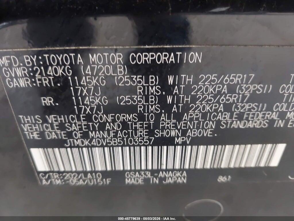 JTMDK4DV5B5103557 2011 TOYOTA RAV4 photo no. 9