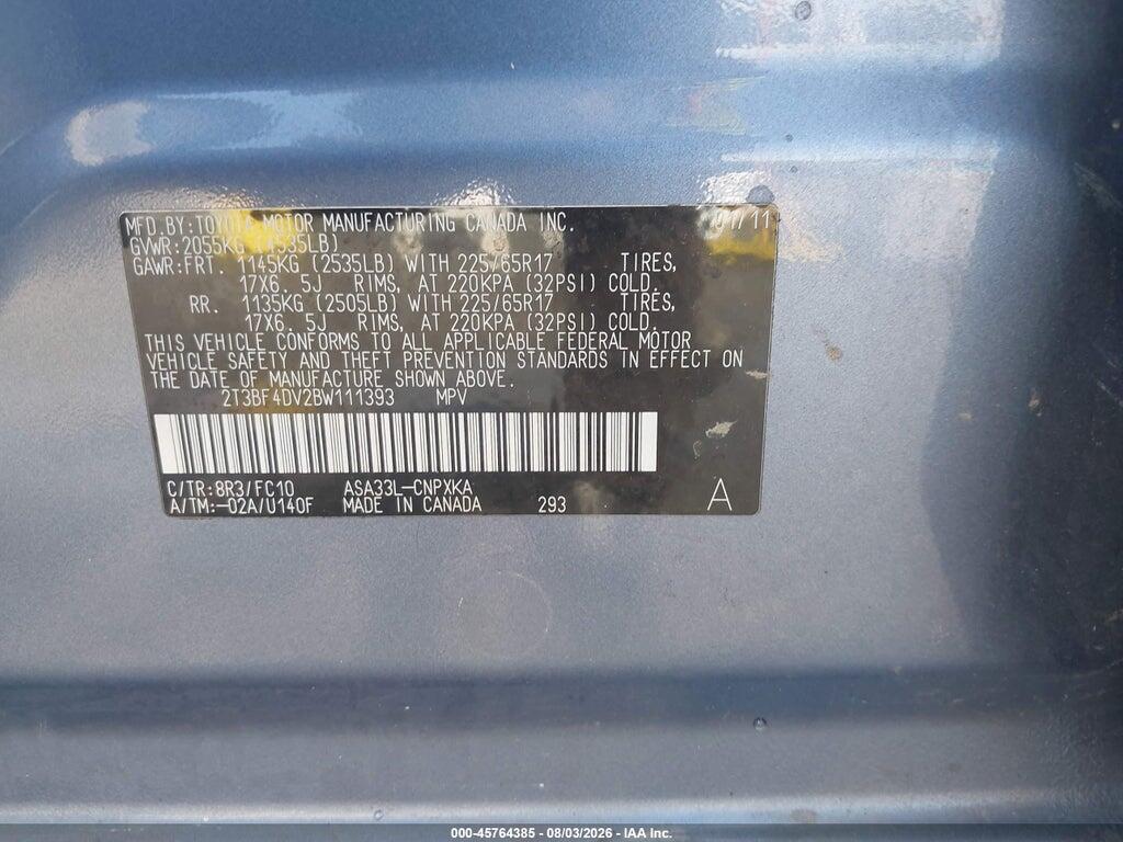 2T3BF4DV2BW111393 2011 TOYOTA RAV4 photo no. 9