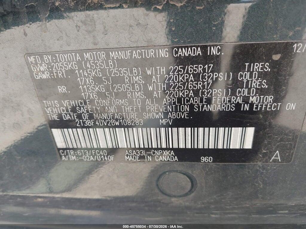 2T3BF4DV2BW108283 2011 TOYOTA RAV4 photo no. 9