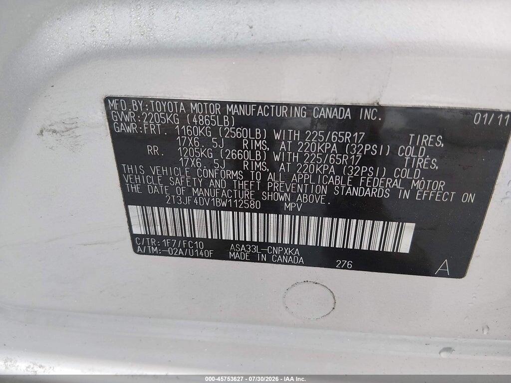 2T3JF4DV1BW112580 2011 TOYOTA RAV4 photo no. 9