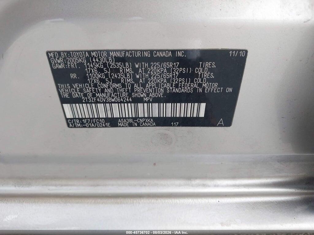 2T3ZF4DV3BW064244 2011 TOYOTA RAV4 photo no. 9