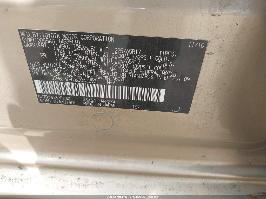 JTMBF4DV7BD042293 2011 TOYOTA RAV4 photo no. 9