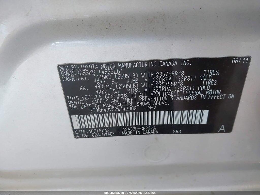 2T3RF4DV5BW143009 2011 TOYOTA RAV4 photo no. 9