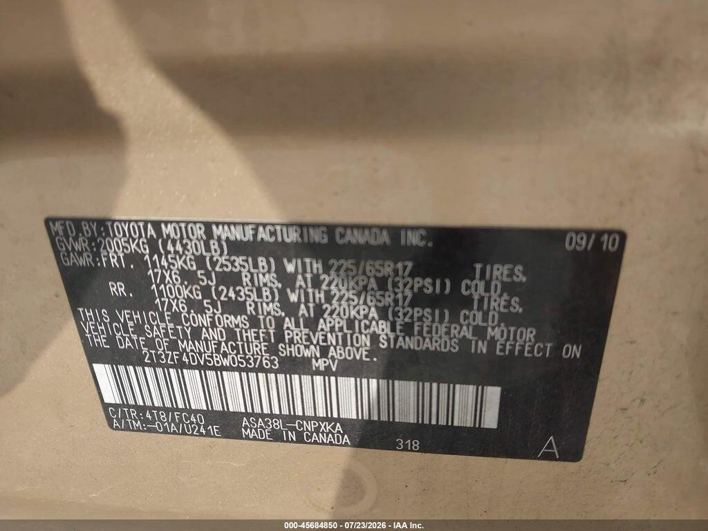 2T3ZF4DV5BW053763 2011 TOYOTA RAV4 photo no. 9