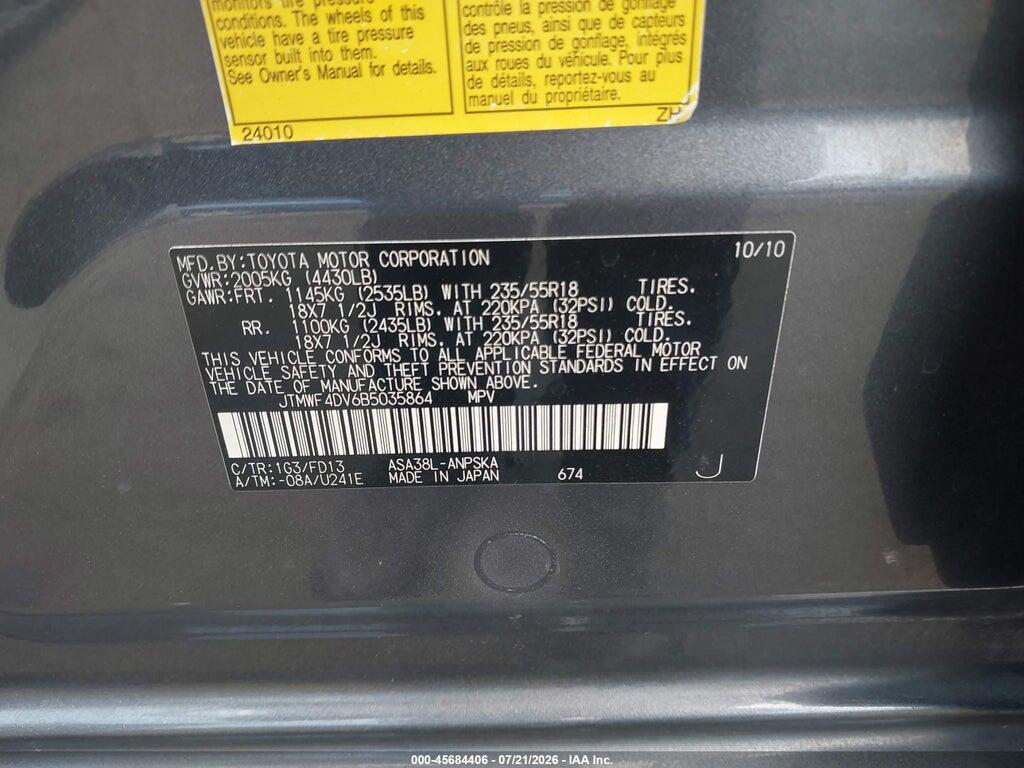 JTMWF4DV6B5035864 2011 TOYOTA RAV4 photo no. 9